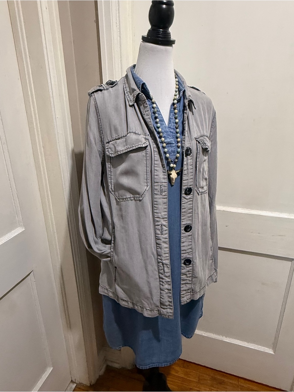 Velvet Heart gray utility shirt jacket